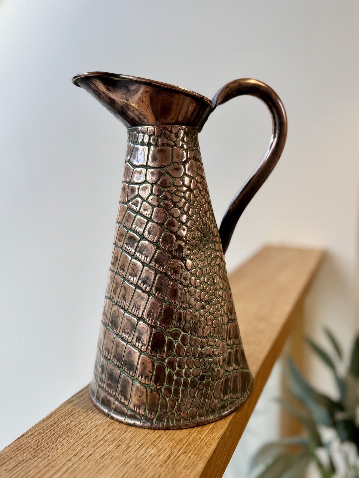Antique Joseph Sankey & Sons Alligator/Lizard Textured Copper Jug Or Vase photo buy