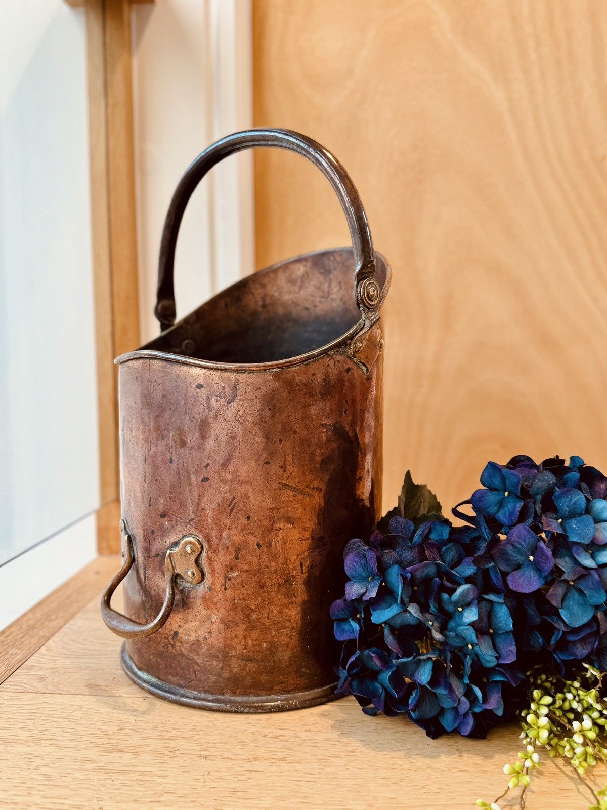Large Antique Country House Coal Bin, English Copper, Fireside Keeper, Victorian