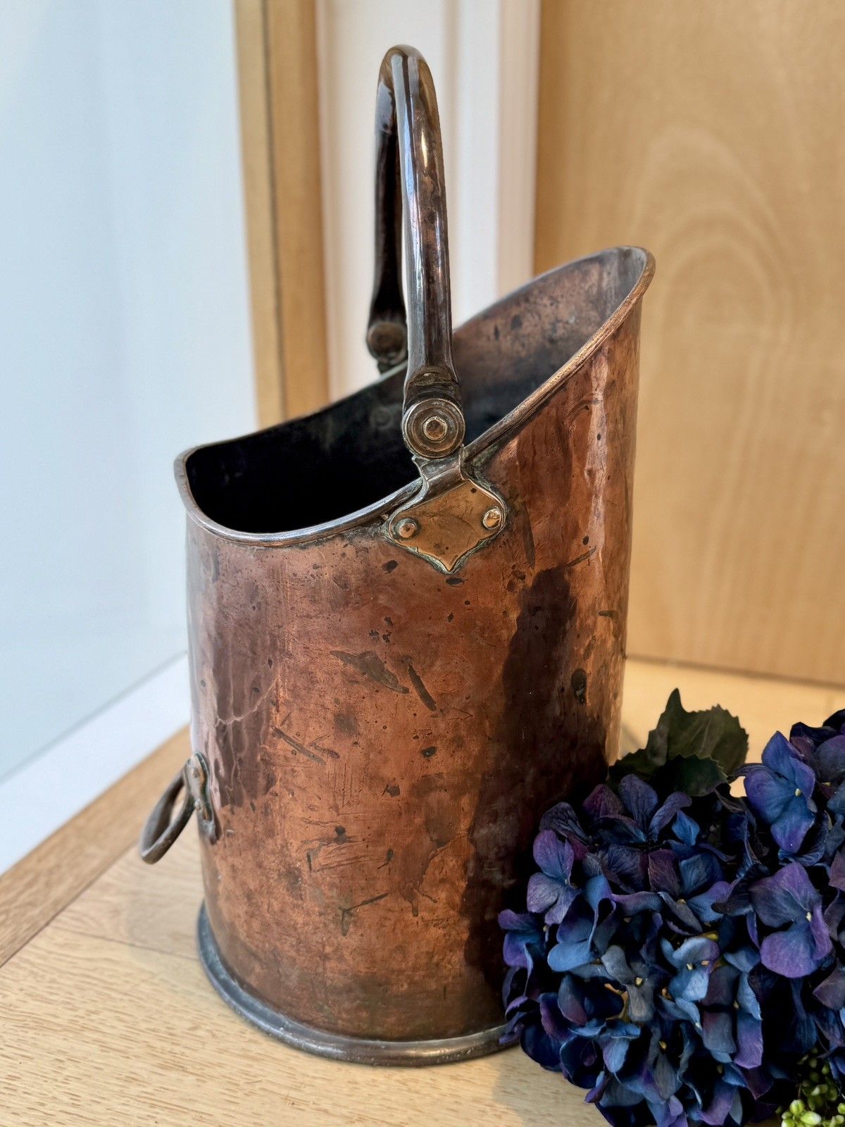 Large Antique Country House Coal Bin, English Copper, Fireside Keeper, Victorian photo furniture