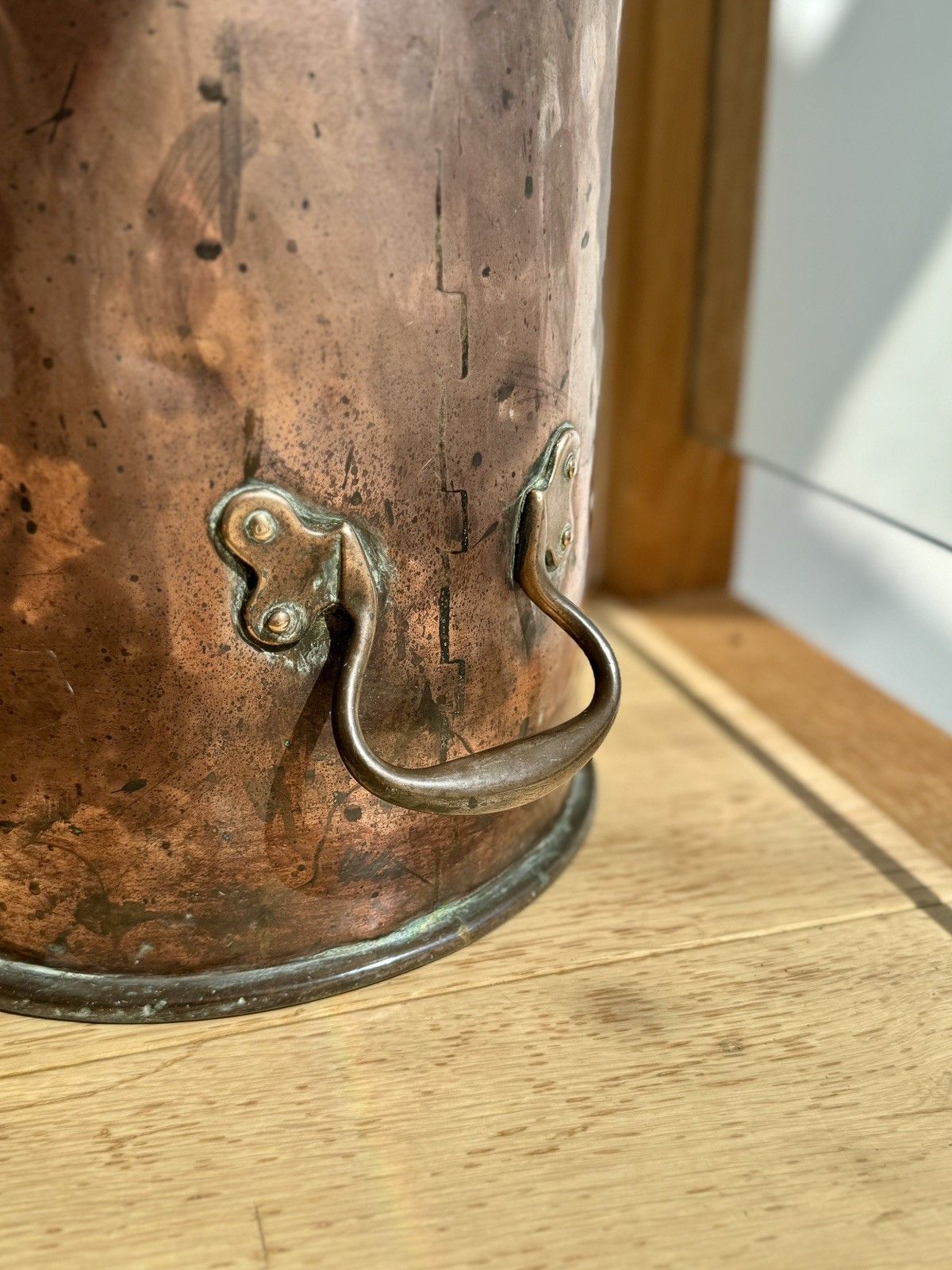 Home Fixtures Large Antique Country House Coal Bin, English Copper, Fireside Keeper, Victorian photo