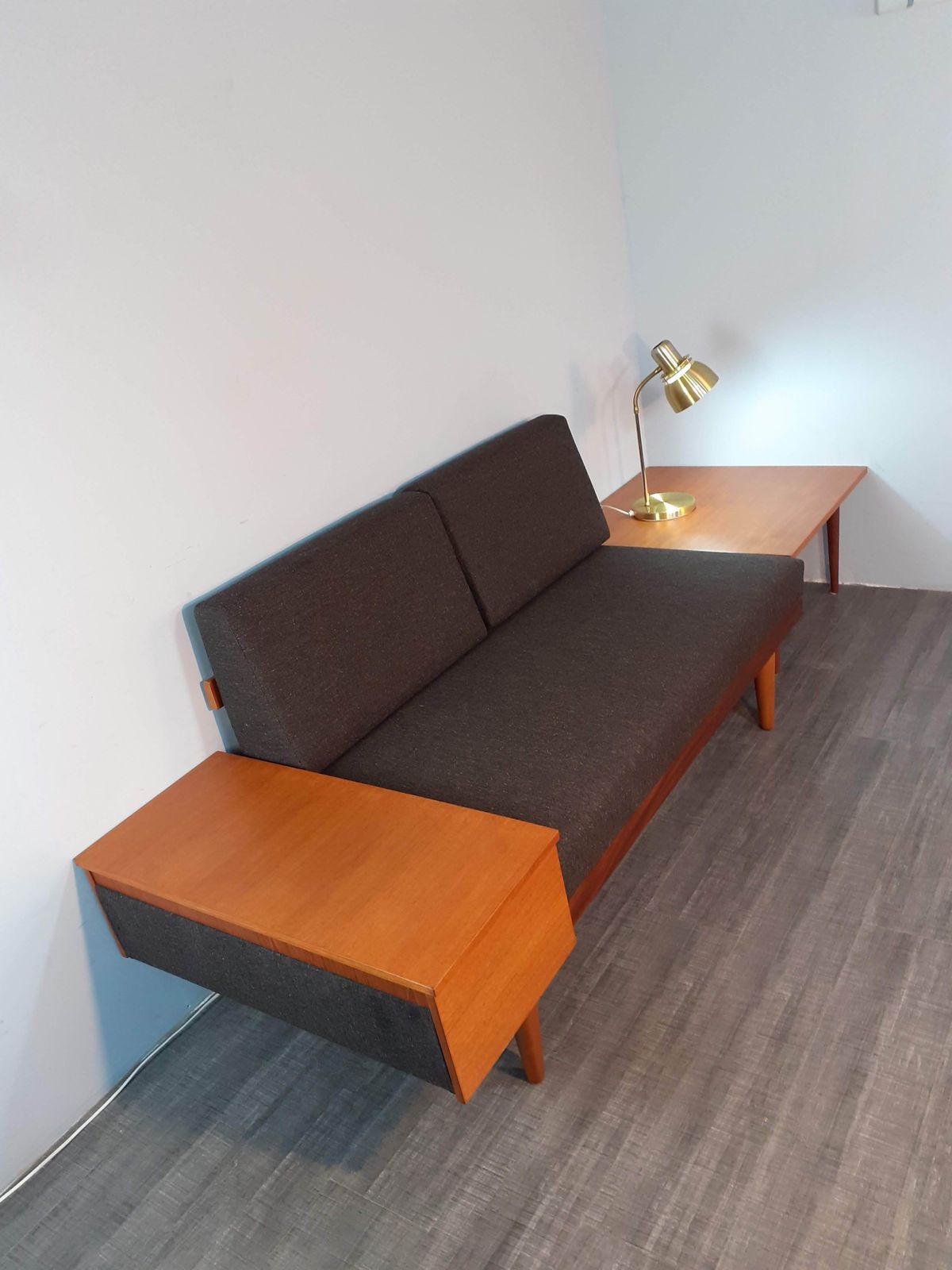 Pair Of Svane Daybeds And Corner Table In Teak Designed By Ingmar Relling,  Scandinavian Mid Century 1960s photo furniture
