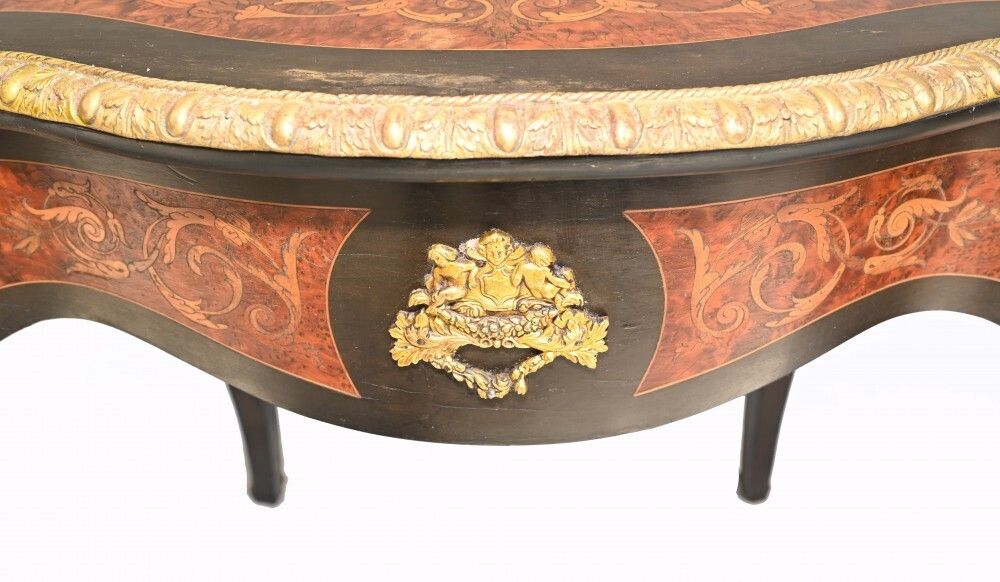 Furniture Louis XV Centre Table Marquetry Inlay Desk 1880 photo