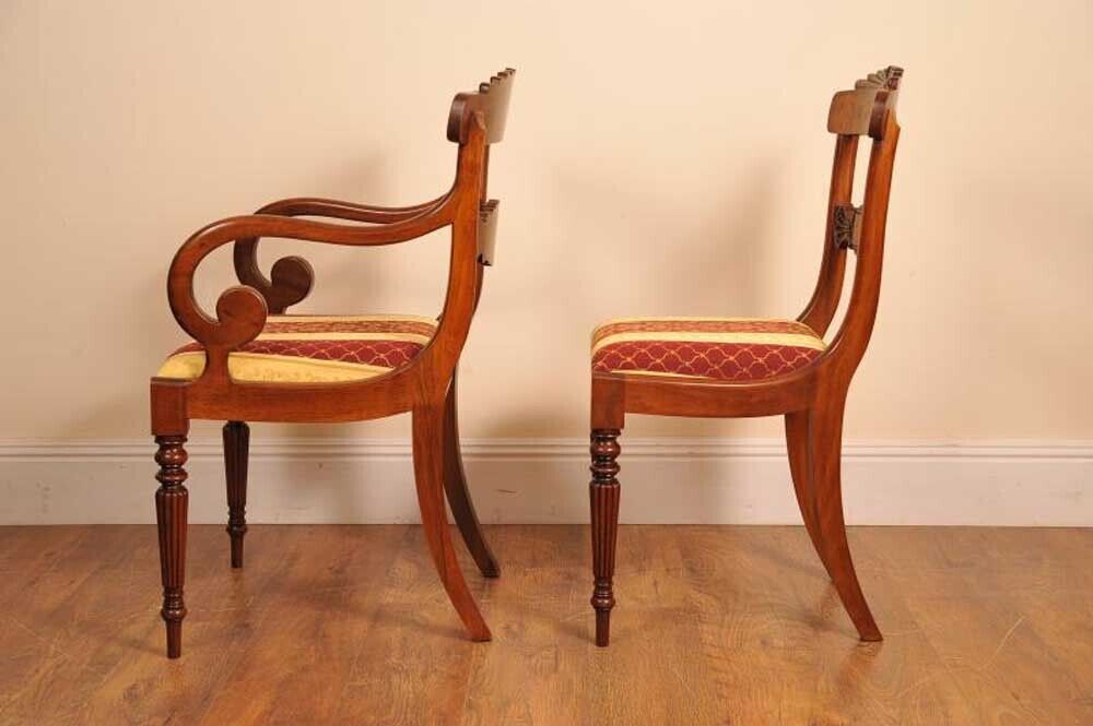 6750.0 Set Regency Dining Chairs   10 Walnut Inlay Chair English photo