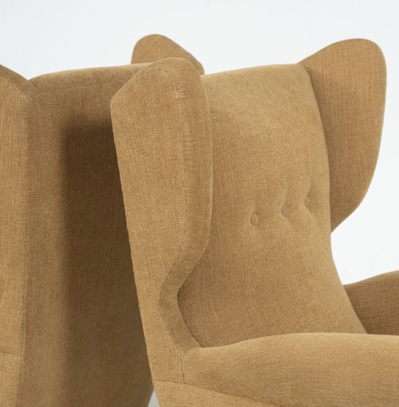 Mid Century Modern Pair Of Highback Armchairs, New Upholstery photo for sale