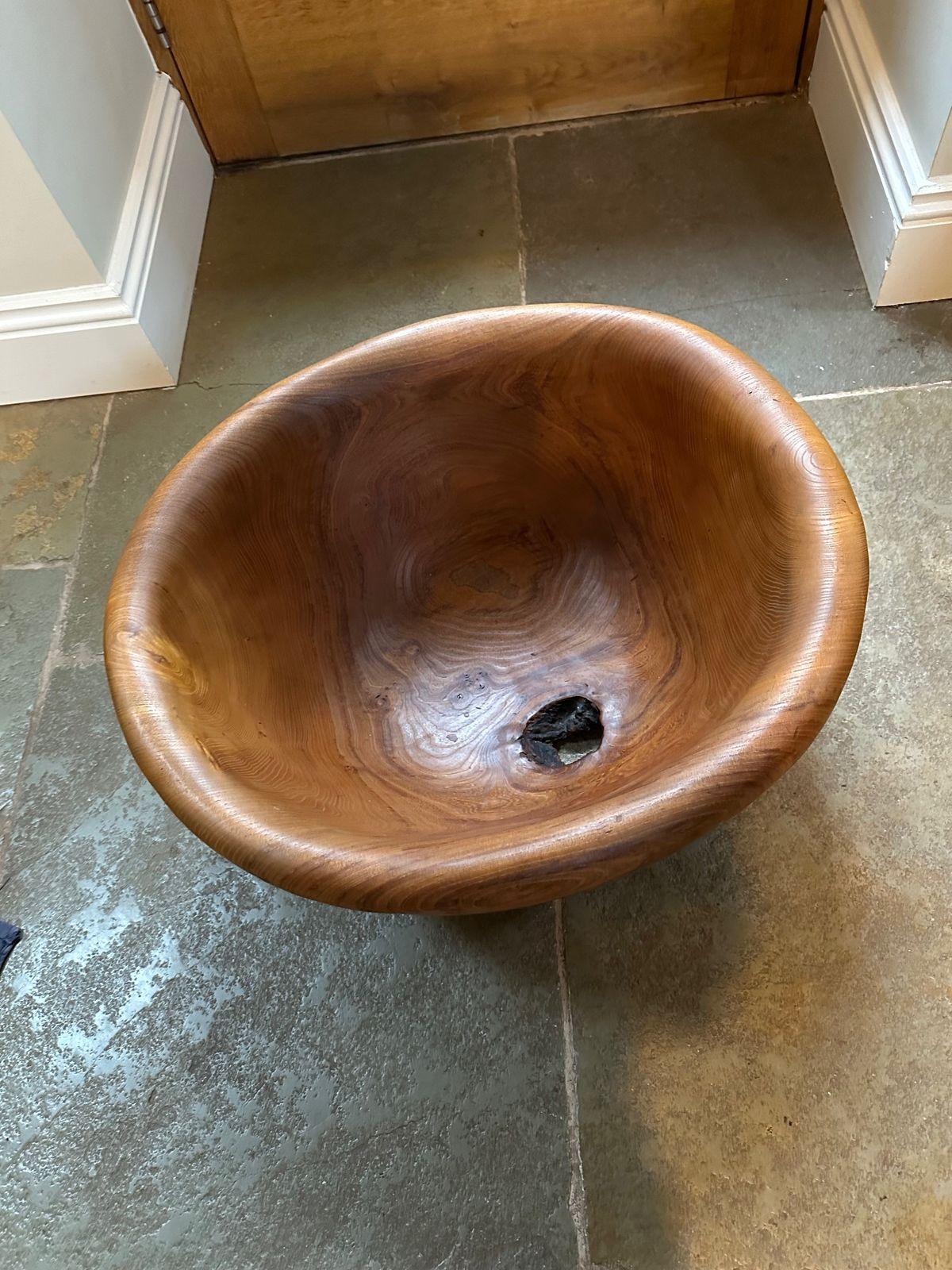 Paul Caton Carved Large Wooden Bowl Circa 1980 photo vinterior