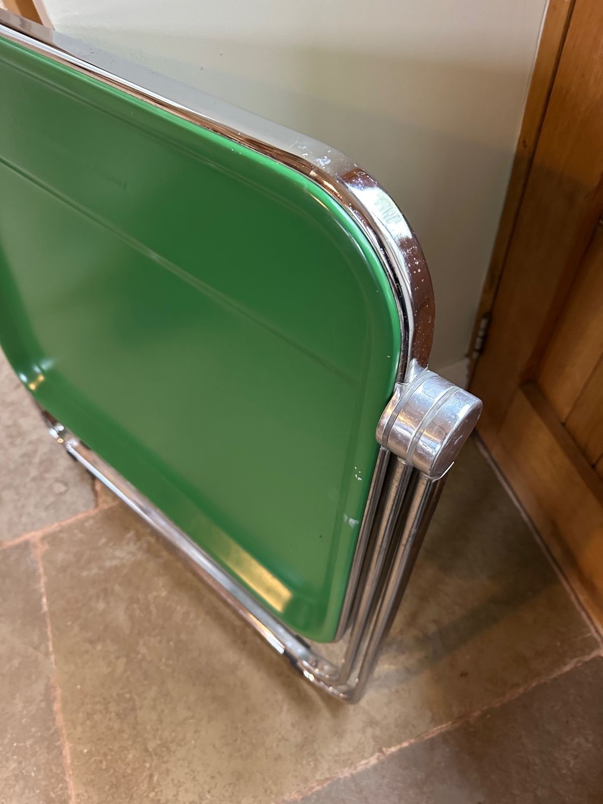 Midcentury "Platone" Green And Chrome Folding Desk By Giancarlo Piretti For Castelli, 1970s photo Furniture
