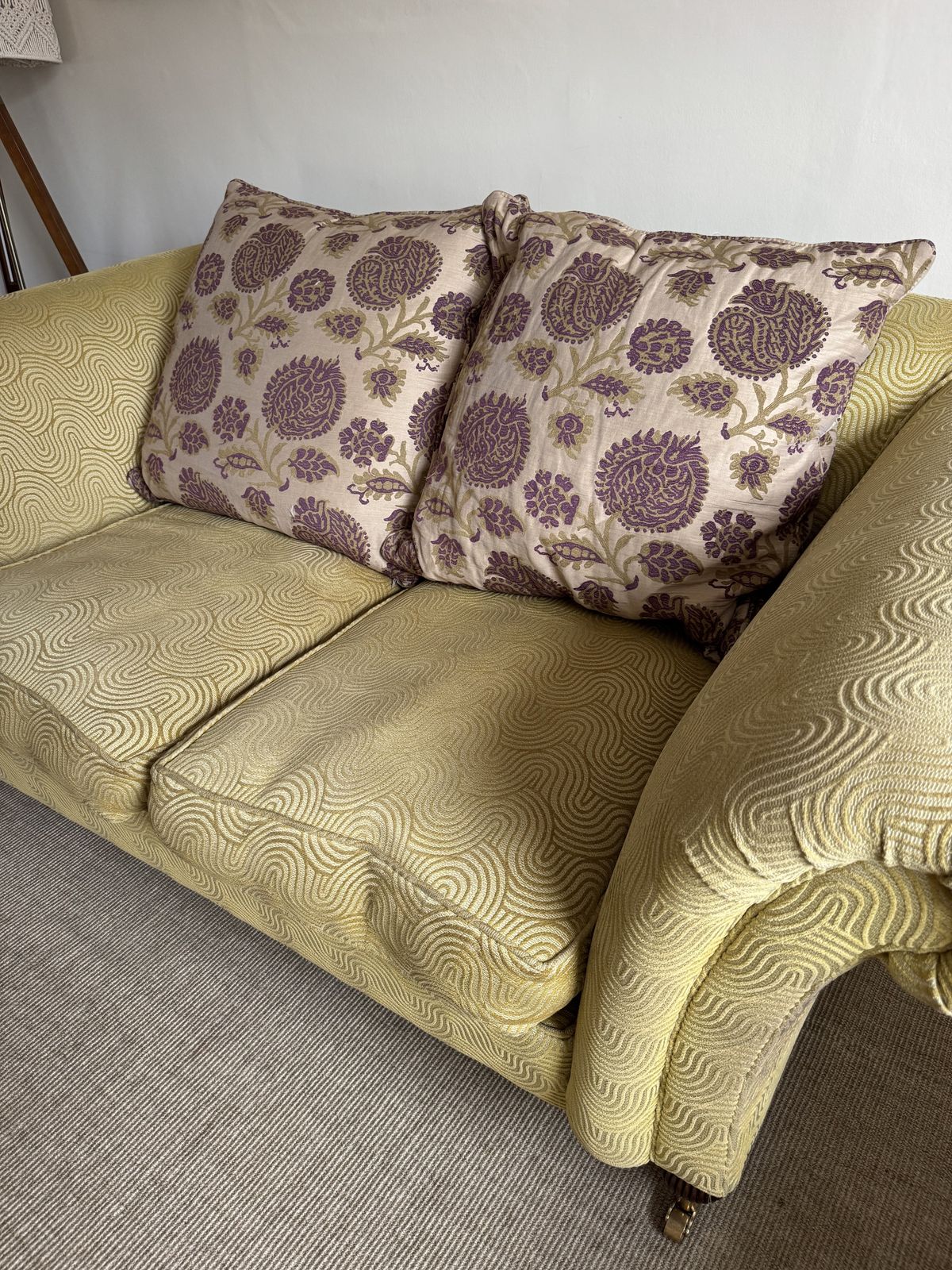 Large Gold/Yellow/Lime Green Sofa photo for sale