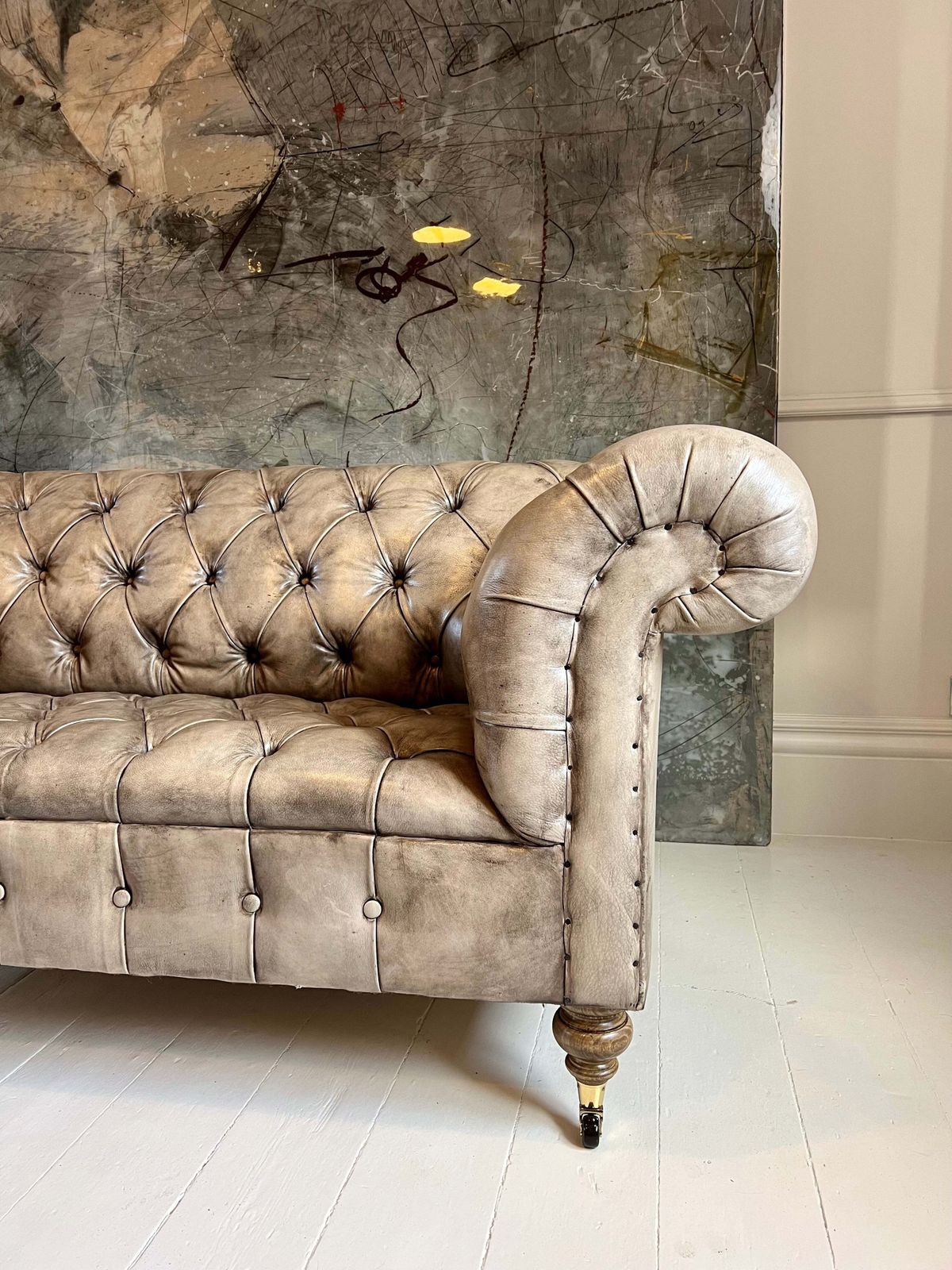 Our Hand Dyed Leather Goderich Chesterfield Sofa In Alpine Tan photo 15239.0