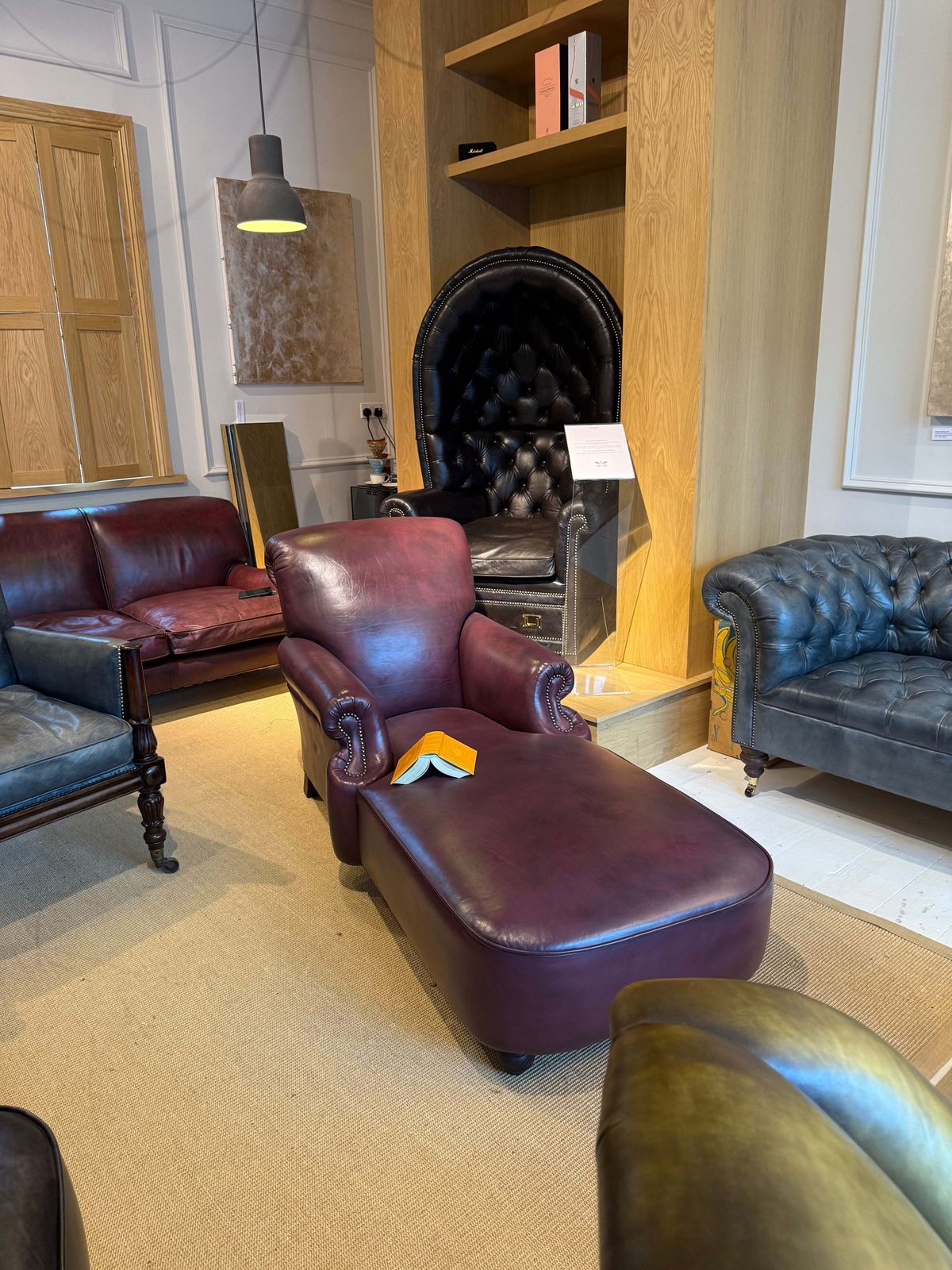 Our Shelburne Daybed In Hand Dyed Rich Orchid Leather   Matching Pair Available