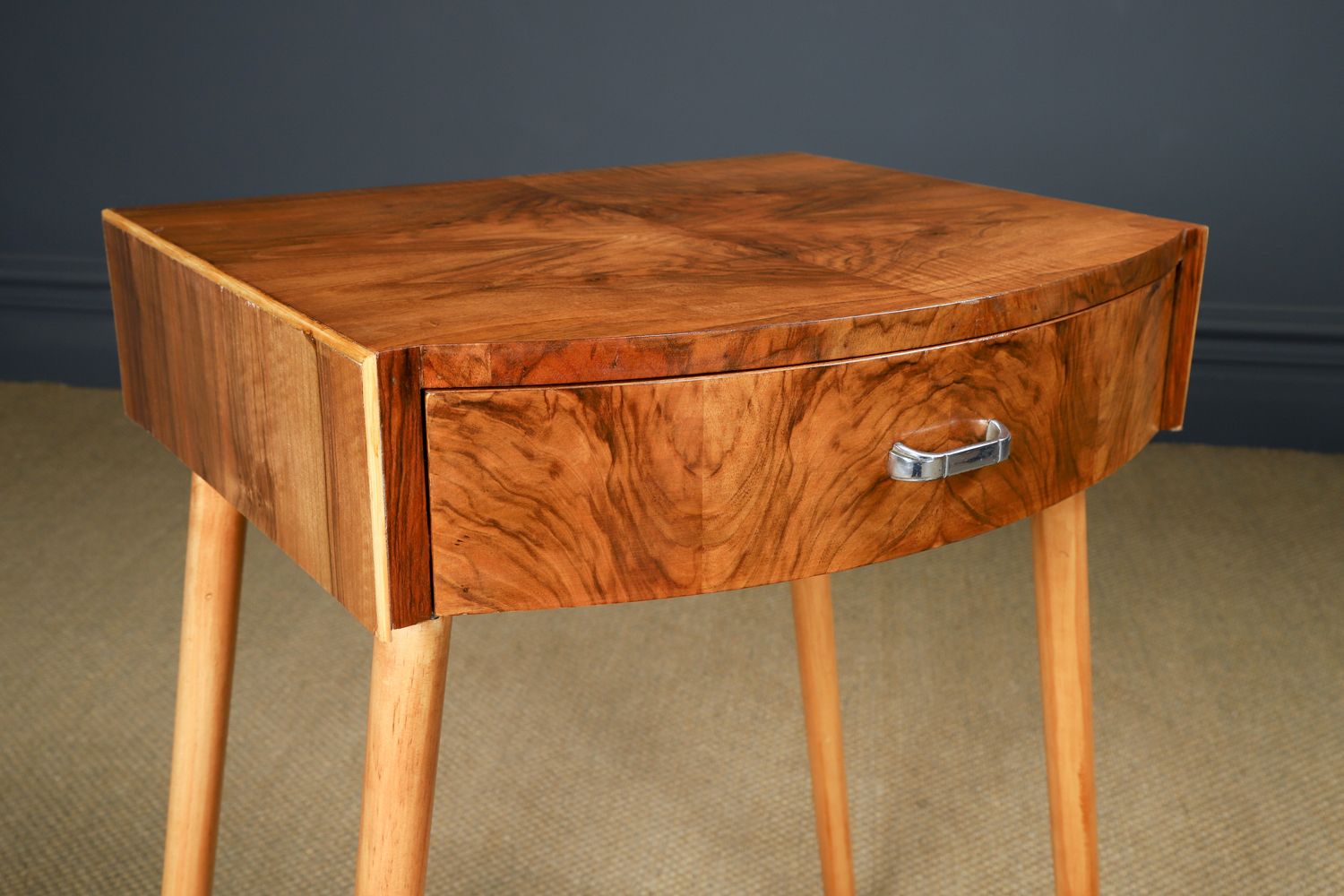 English Art Deco Walnut Side / Occasional / Bedside Table With Drawer (Circa 1930) photo Furniture