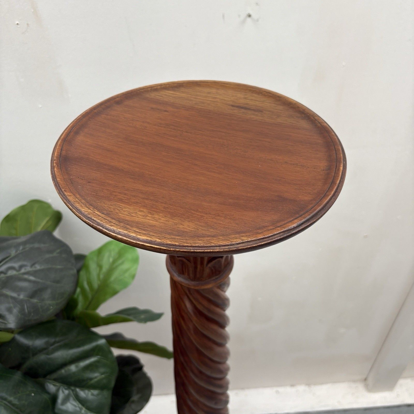 Antique 19th Century Carved Mahogany Torchere/ Plant Stand photo vintage