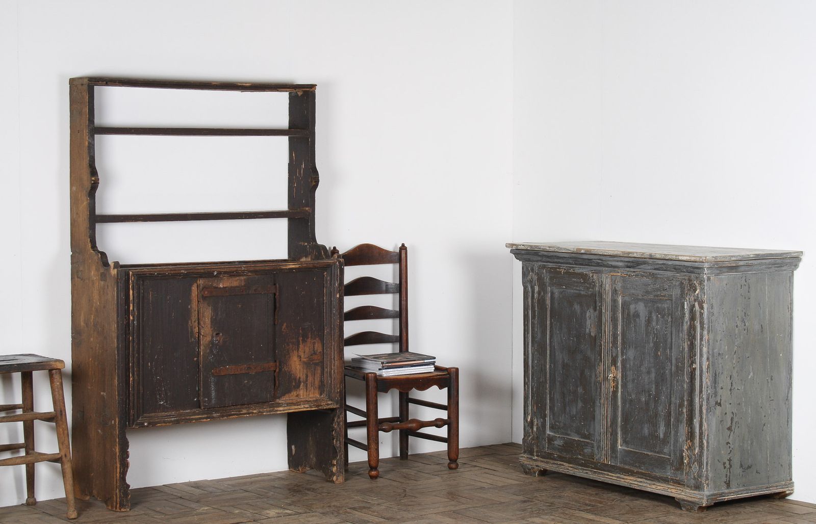 Primitive Rustic European Farmhouse Kitchen Dresser Unit With Storage Shelves photo buy