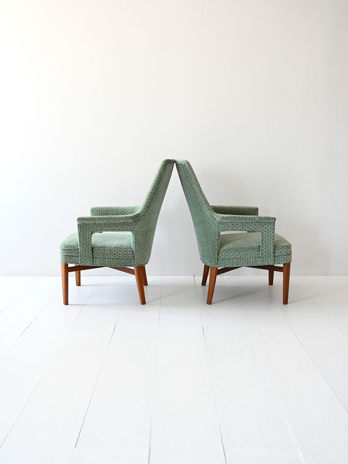 Paar Vintage Jaren 1950 Scandinavische Mintgroene Fauteuils