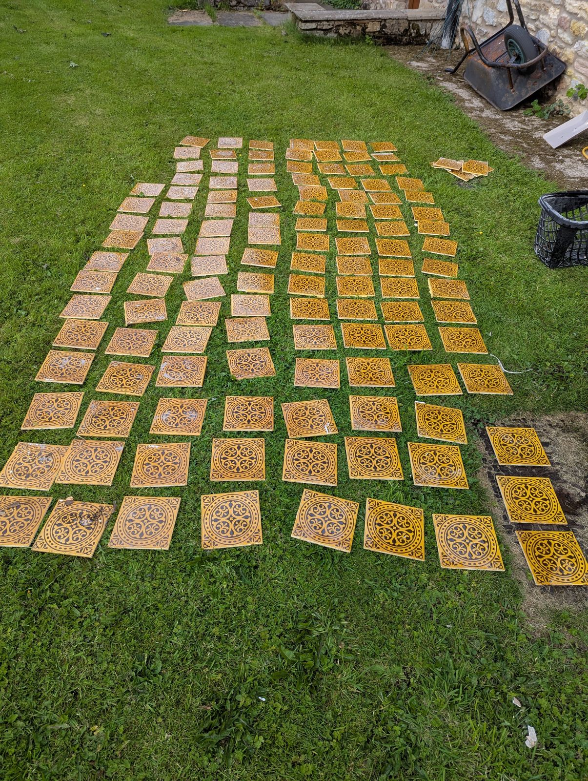 1970s H&R Johnson Wall Tiles, Retro Pattern, Yellow, 15cm Sq photo furniture