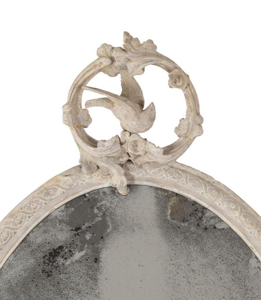 19th Century English Mirror With Song Bird Scrolled Crest photo for sale