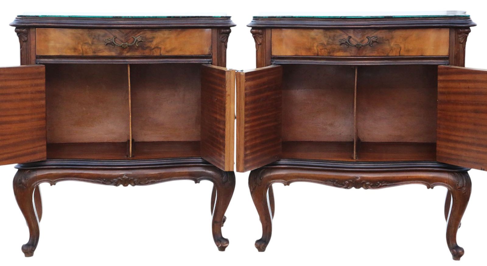 Antique Pair Of Large Early 20th Century Figured Walnut Bedside Tables / Cupboards – Quality Nightstands photo 2495.0