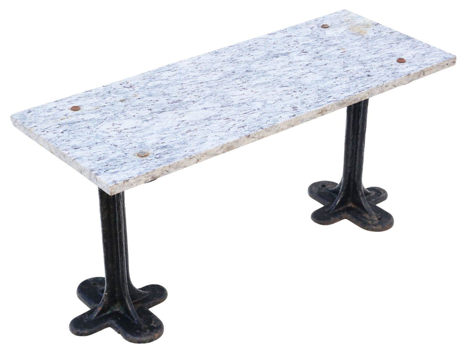 Antique C1900 Marble & Cast Iron Table Or Seat – Kitchen, Conservatory, Or Garden photo 795.0