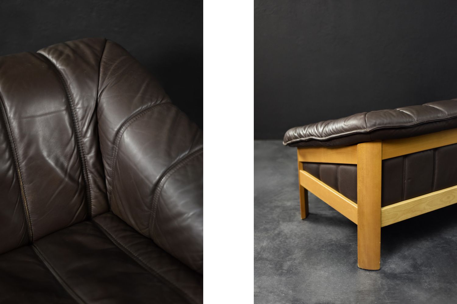 Vintage Danish Modern Brown Leather Two Seater Sofa, 1970s photo Furniture