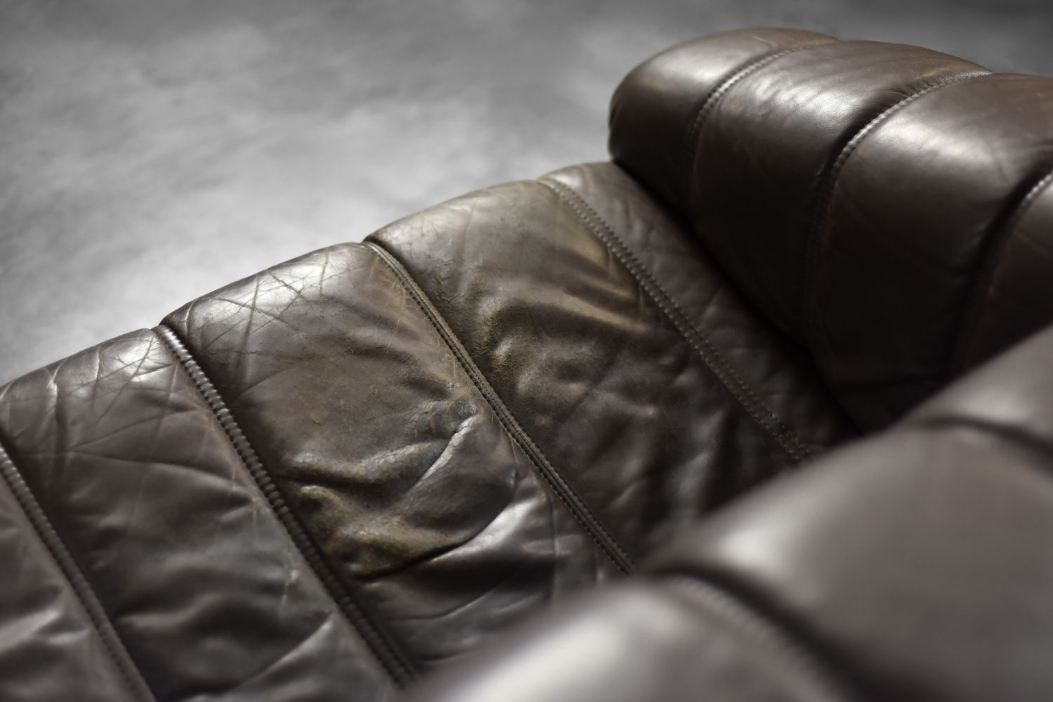 Vintage Danish Modern Brown Leather Two Seater Sofa, 1970s photo vintage