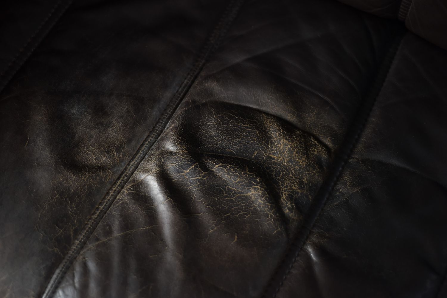 photo for sale Vintage Danish Modern Brown Leather Two Seater Sofa, 1970s