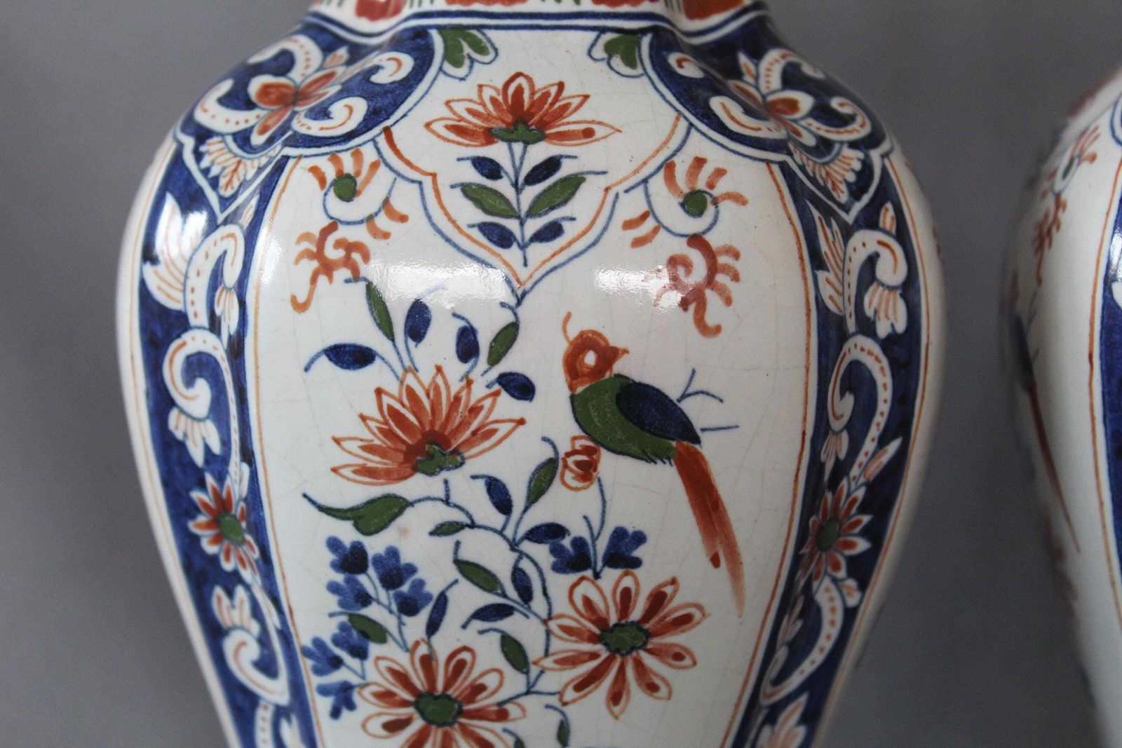 Set Of 2 Antique Belgium Boch Freres Bfk Ceramic Ginger Jar, Lidded Pedestal Jar, 19th Century Chambre Des Peintres Studio, Imari Design photo furniture
