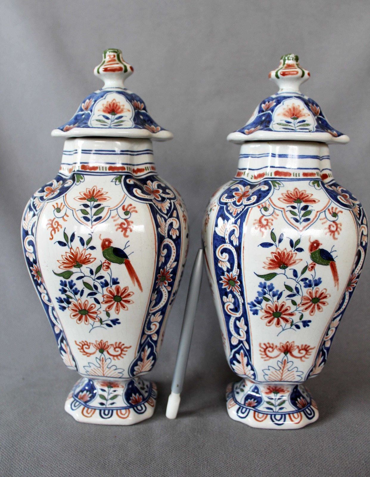 Set Of 2 Antique Belgium Boch Freres Bfk Ceramic Ginger Jar, Lidded Pedestal Jar, 19th Century Chambre Des Peintres Studio, Imari Design photo Home Decor