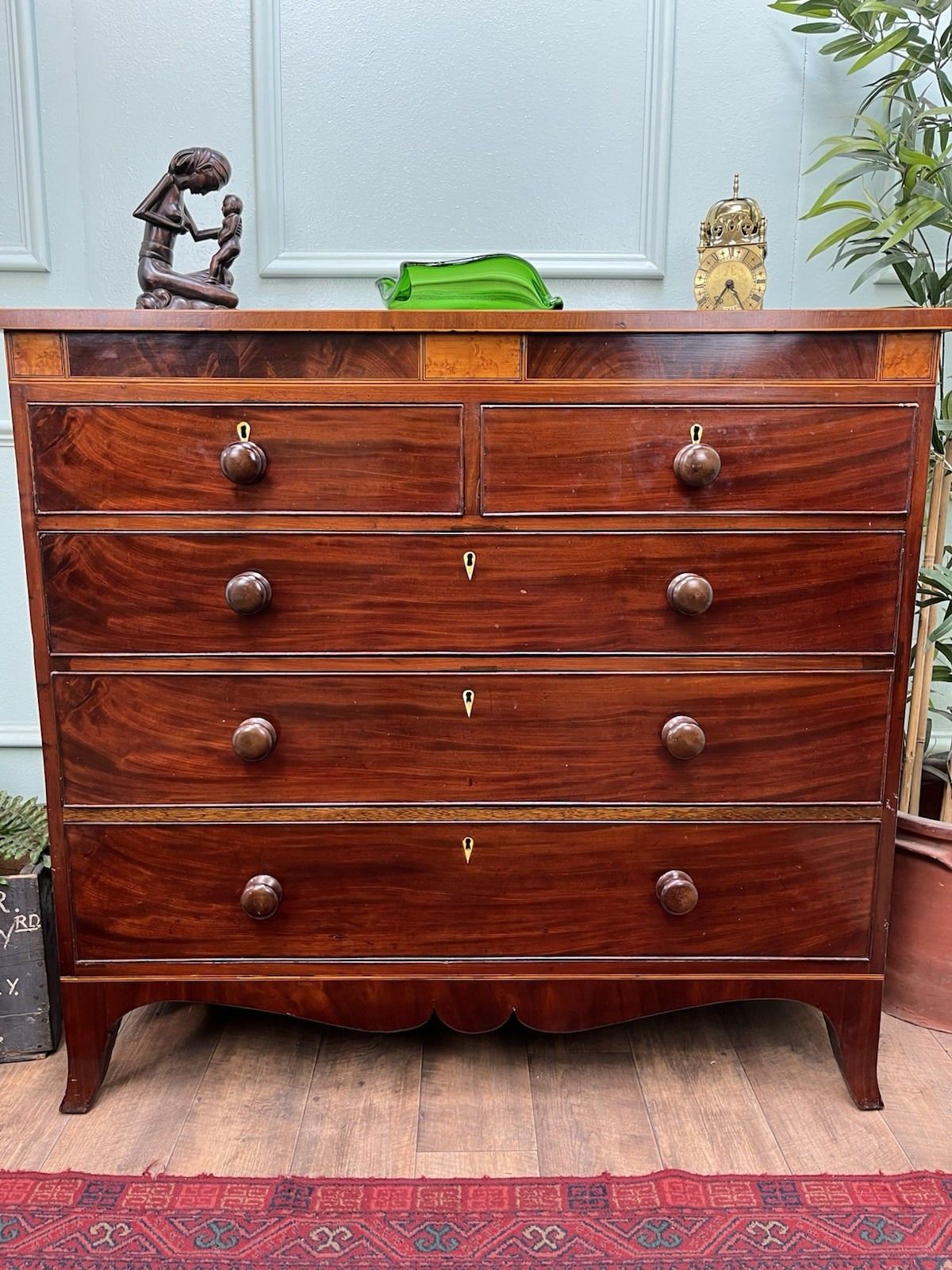 Superior Quality Antique Georgian Inlaid Mahogany Chest Of Drawers photo furniture