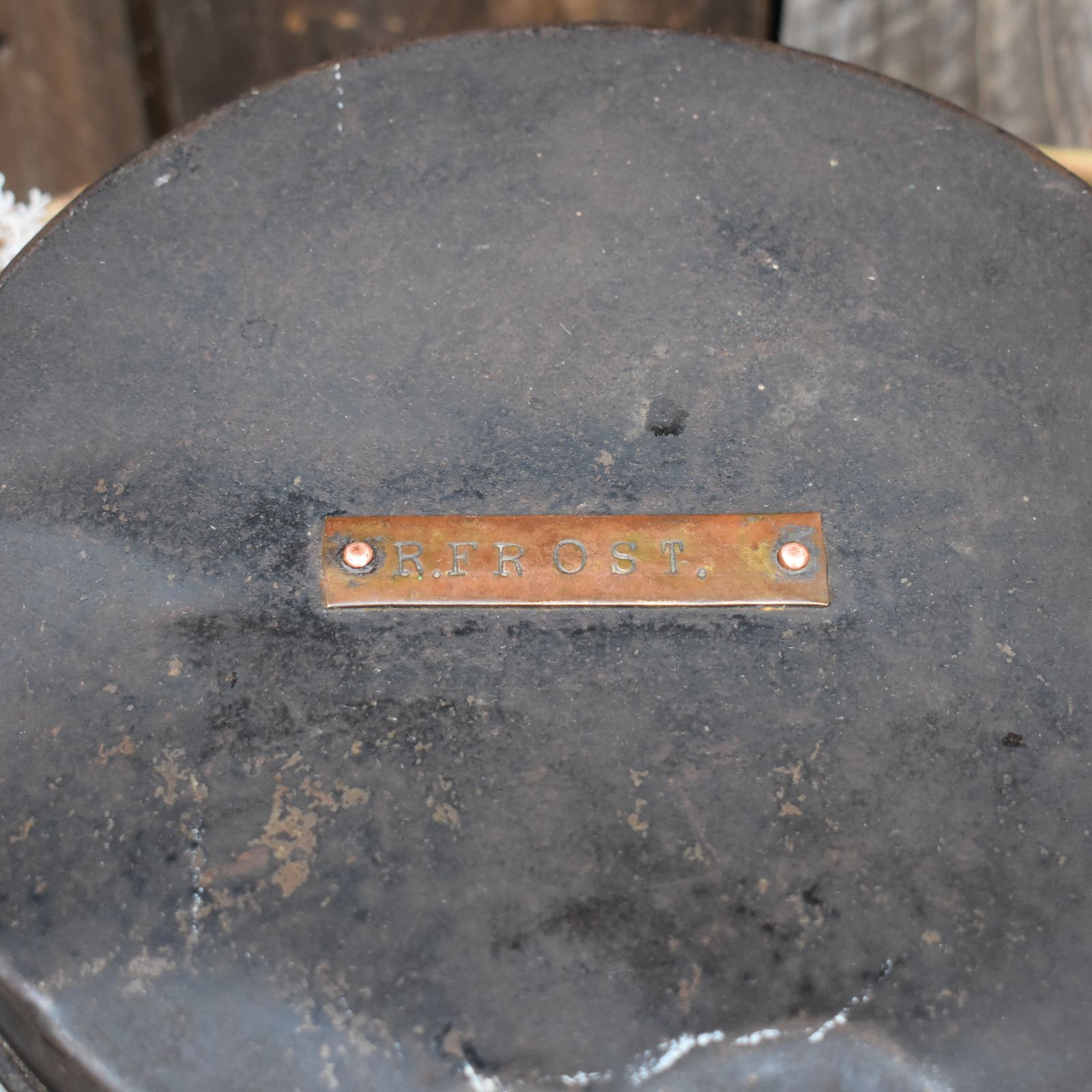 Antique Original R Frost Military Army Japanned Metal Travel Hat Tin Box Case photo for sale