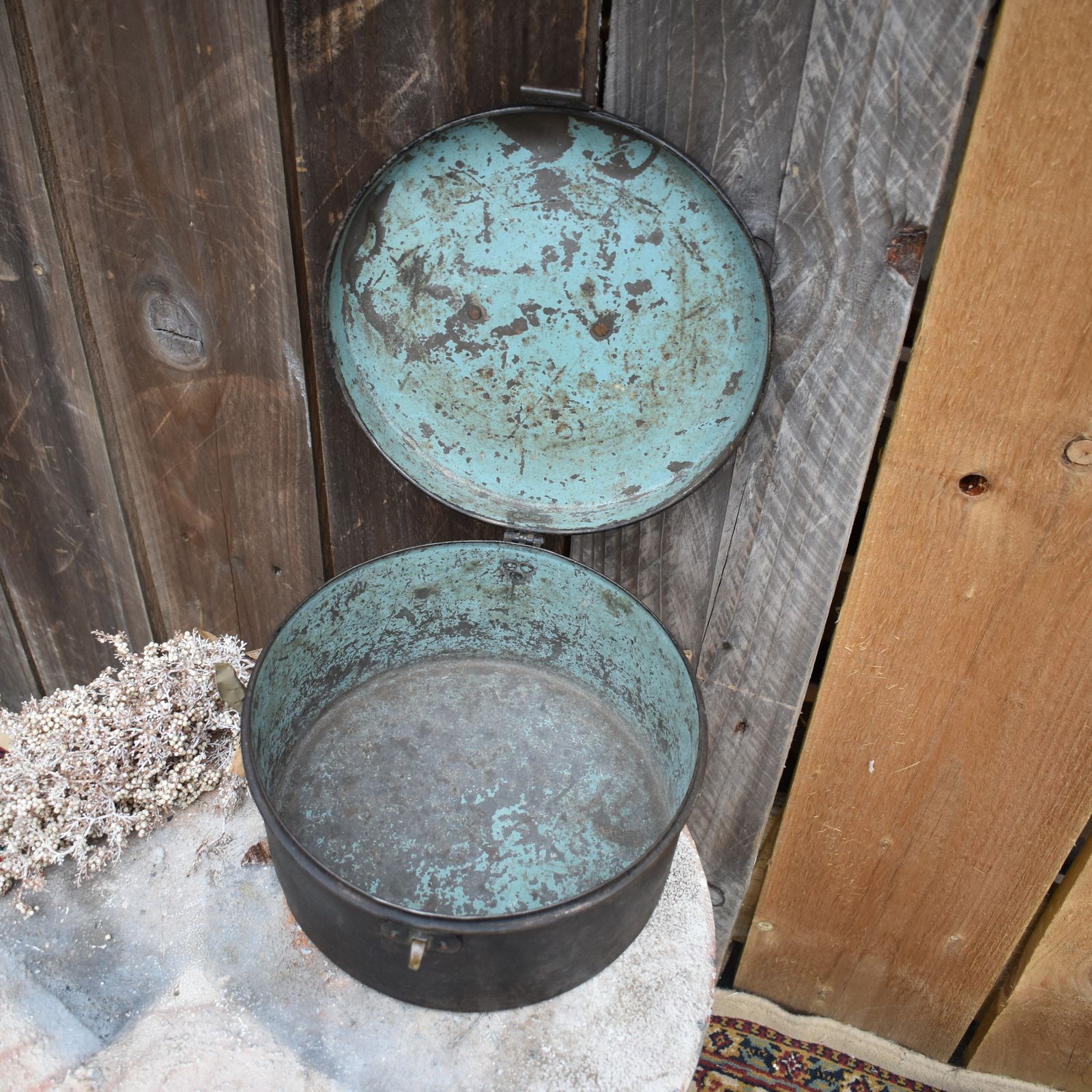 Antique Original R Frost Military Army Japanned Metal Travel Hat Tin Box Case photo buy