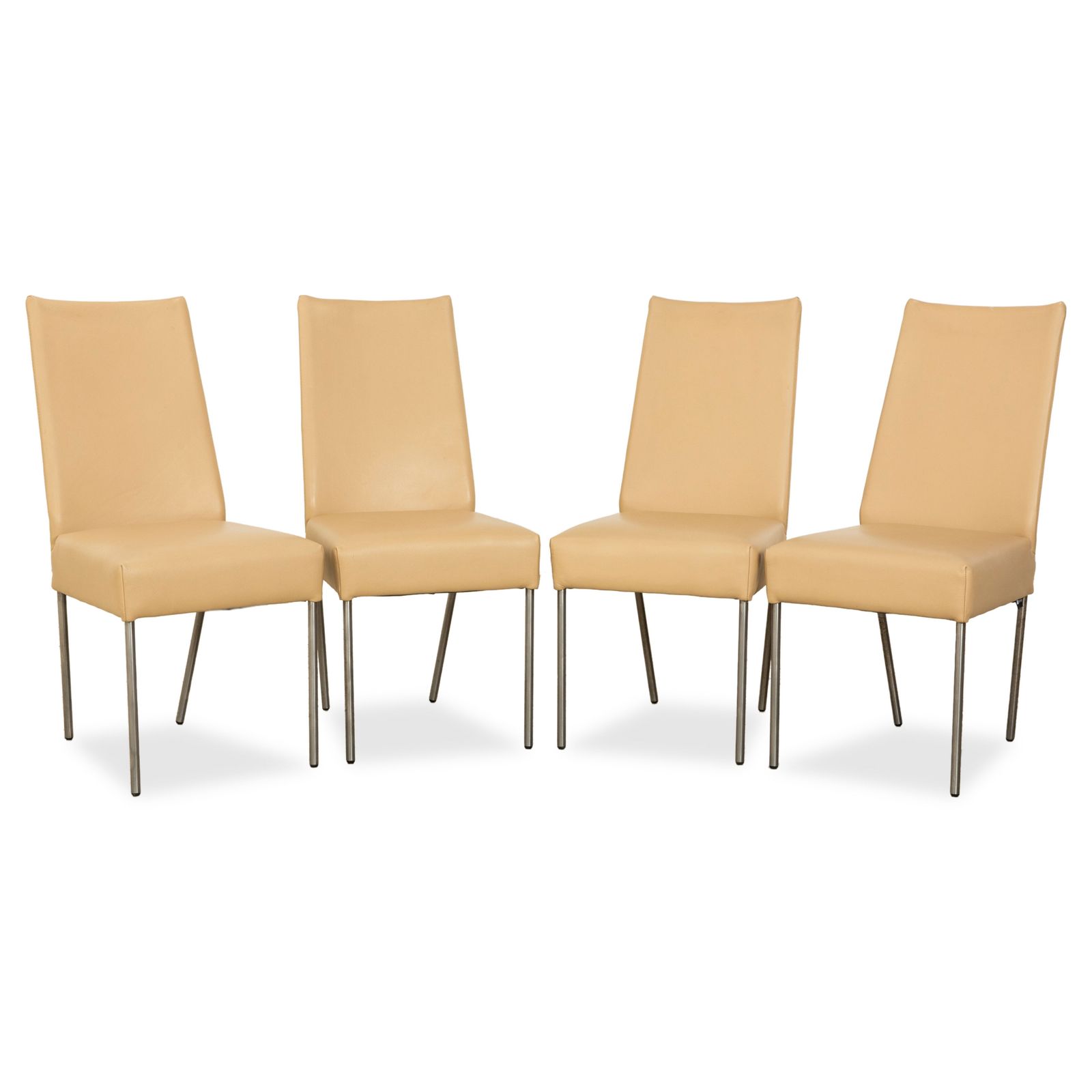 Set Van 4 Bert Plantagie Leren Stoelen Beige Eetkamer