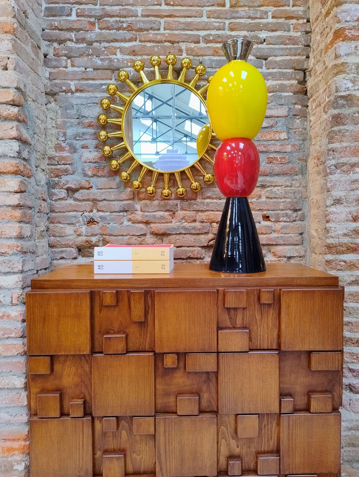 Contemporary Small Round Jack Mirror Made Of Brass By Jonathan Adler photo vinterior
