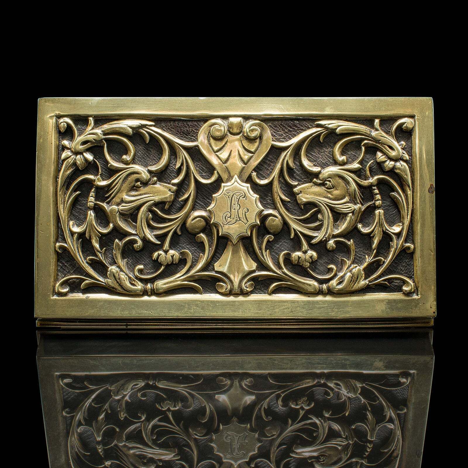 Antique Stationery Box, English, Brass, Tabletop Letter Case, Victorian, C.1880 photo buy