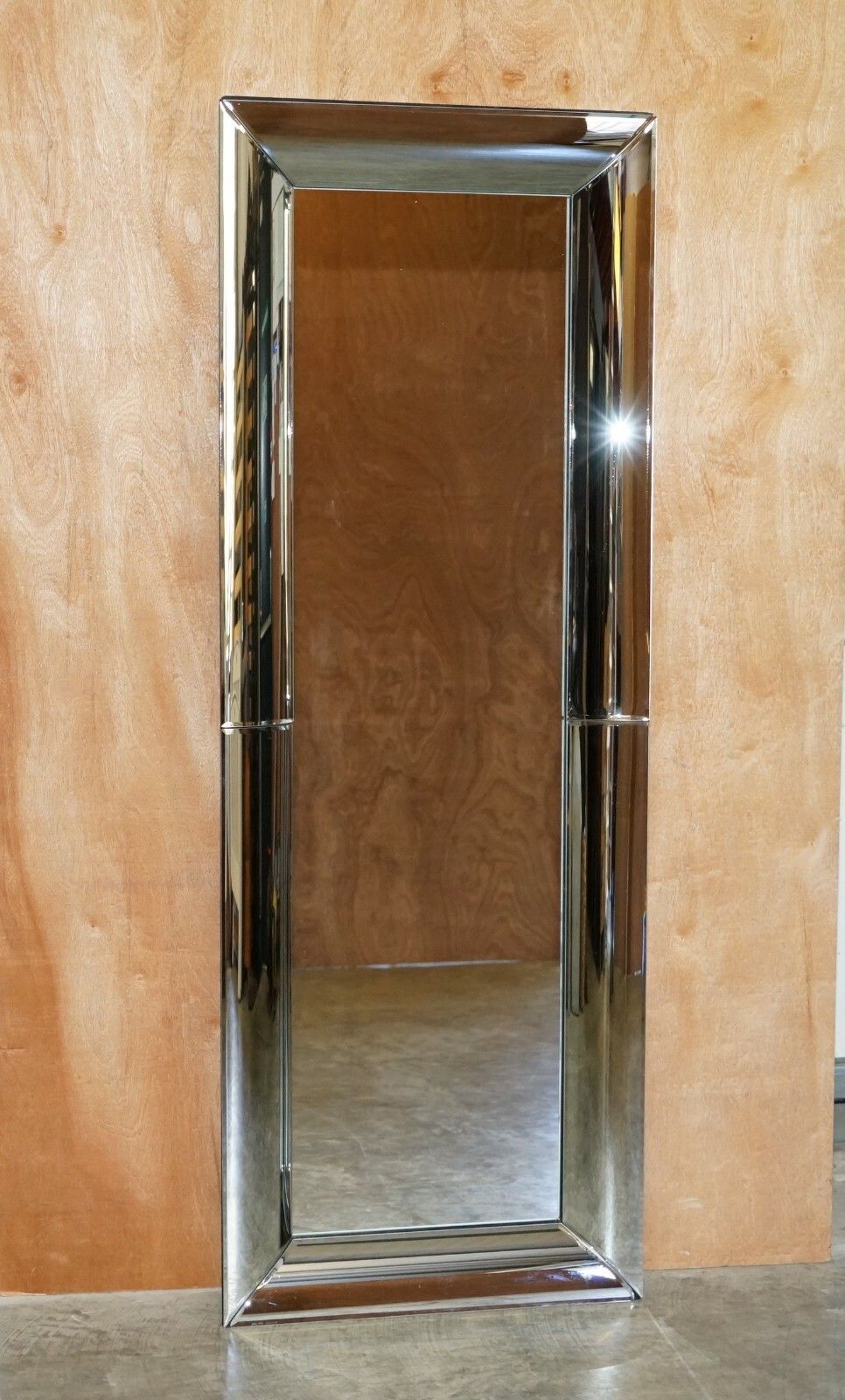 Pair Of Full Length Cushion Framed Wall Mirrors 165.5cm With Curved Frames photo for sale