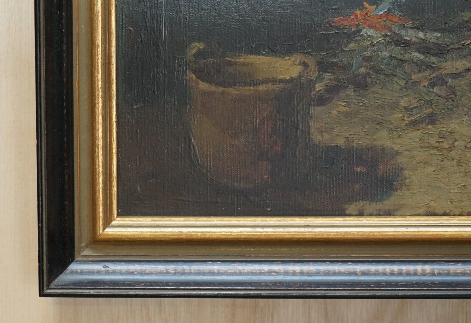 Antique Flemish Oil Painting Museum Exhibited In Au Petit Musee Signed Demoen photo for sale