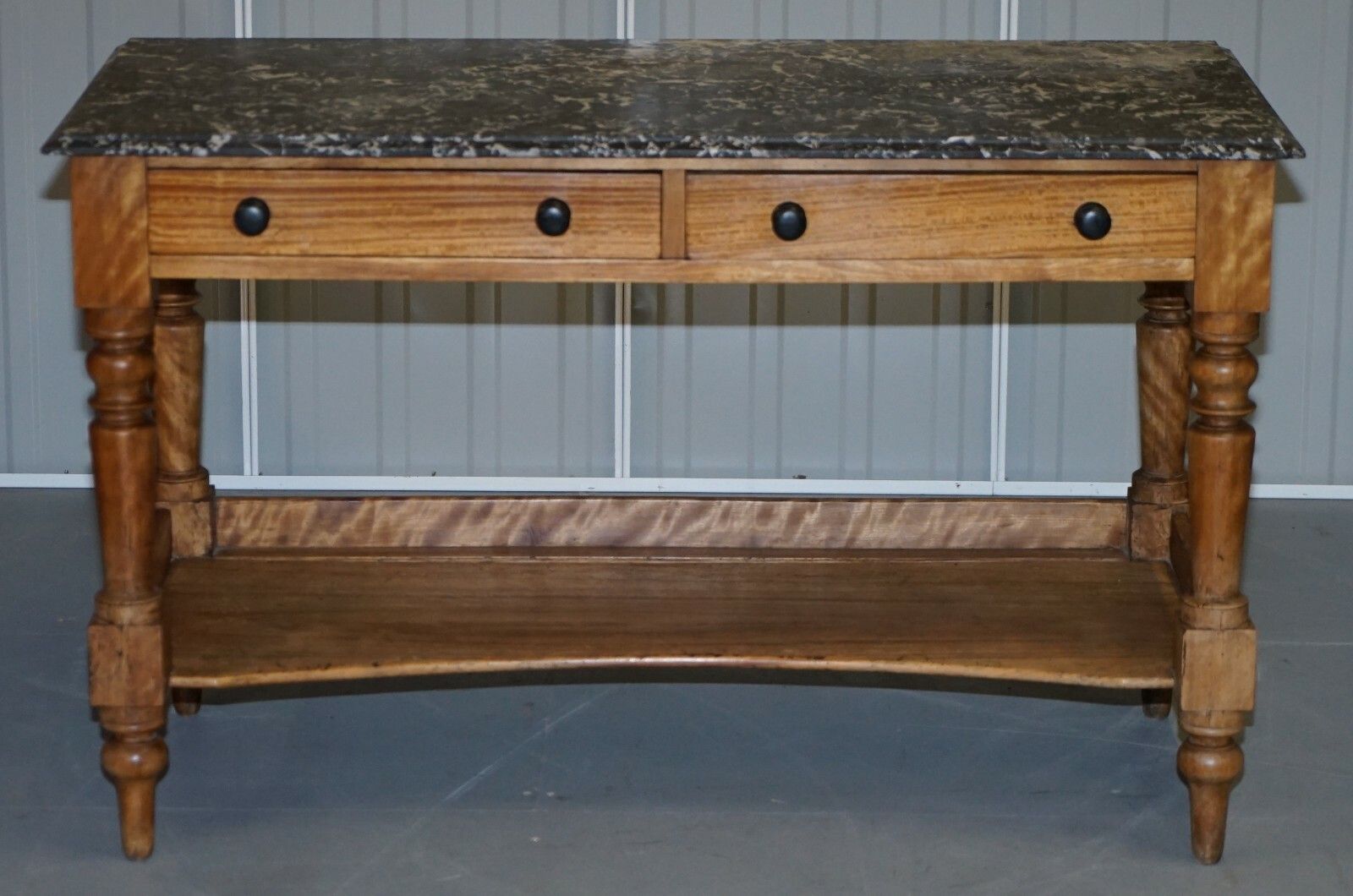 Stunning Victorian 1880 Marble Topped Satinwood Console Or Writing Table Desk photo furniture