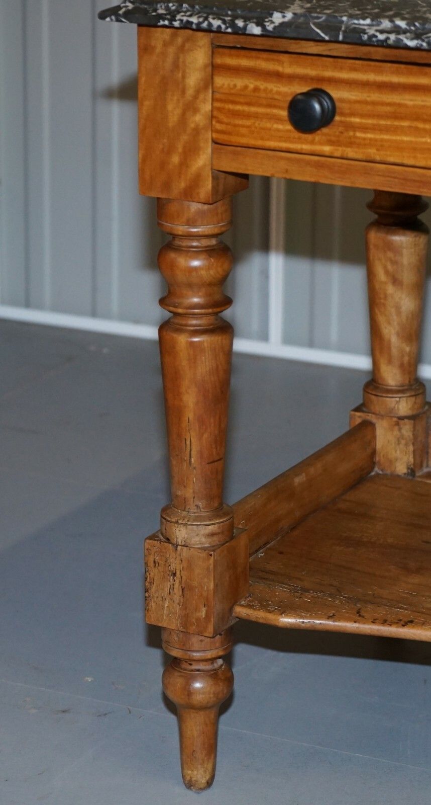 Stunning Victorian 1880 Marble Topped Satinwood Console Or Writing Table Desk photo vintage