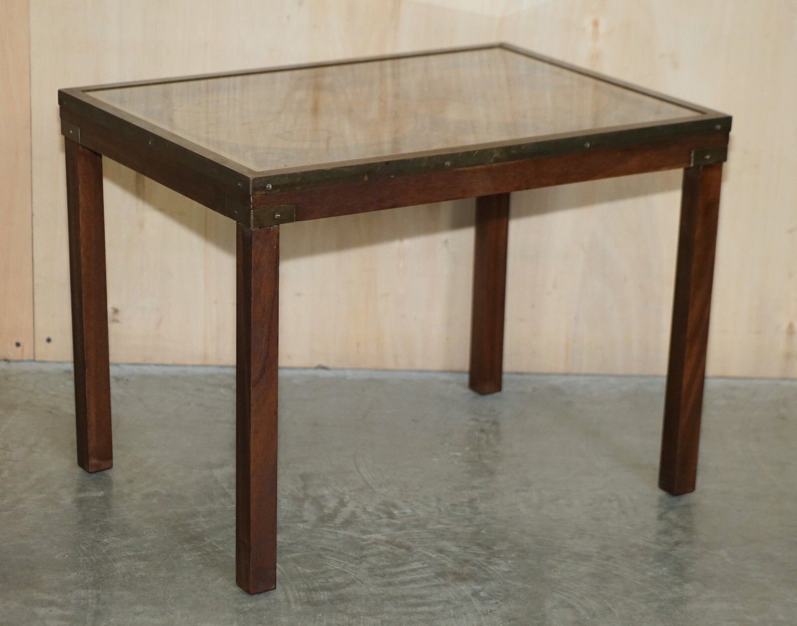 Vintage Coffee & Side Table Nest Of Tables Military Campaign With World Maps photo Furniture
