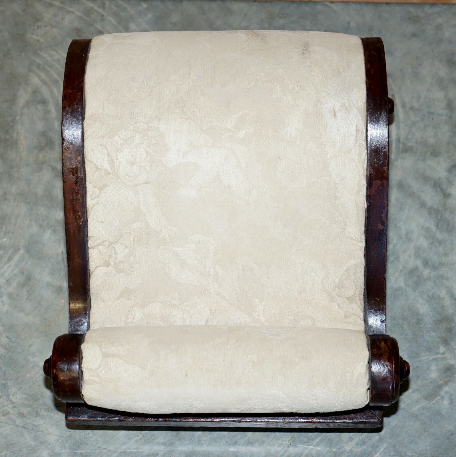 Rare Antique Georgian Circa 1800 Footstool With Angel Cherub Upholstery Fabric photo 1200.0