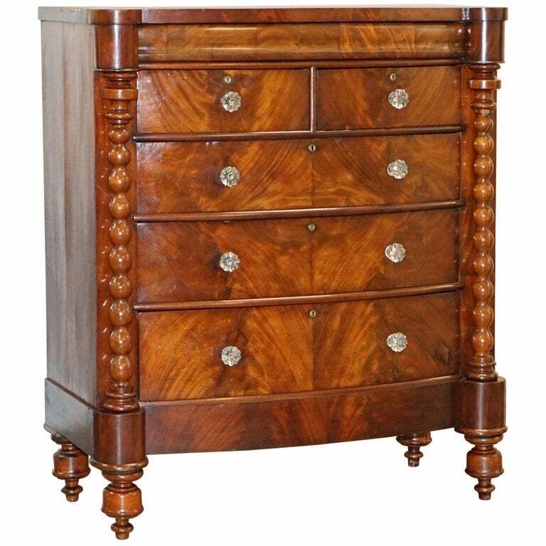 Huge Victorian Flamed Mahogany Scottish Chest Of Drawers Massive Storage Space