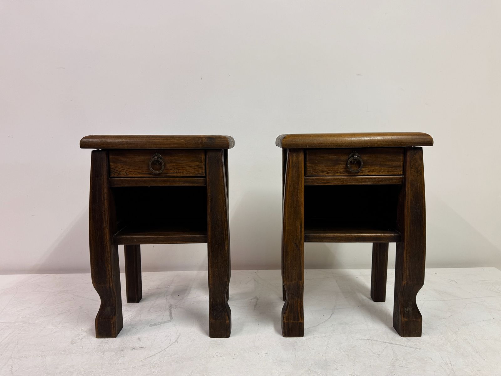 Pair Of Oak Bedside Tables In The Style Of Olavi Hänninen, Continental, 20th Century photo Furniture