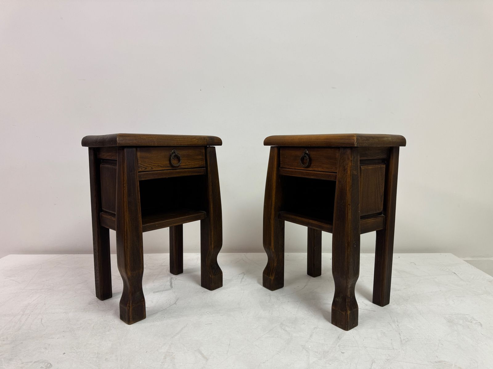Pair Of Oak Bedside Tables In The Style Of Olavi Hänninen, Continental, 20th Century photo buy