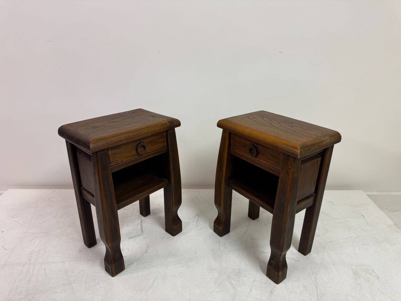 photo for sale Pair Of Oak Bedside Tables In The Style Of Olavi Hänninen, Continental, 20th Century