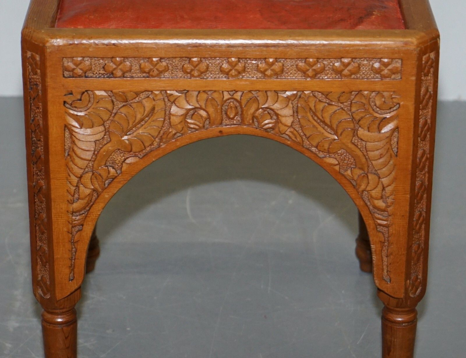 Pair Of Antique Victorian Hand Carved 19th Century Asethetic Movement Stools photo for sale