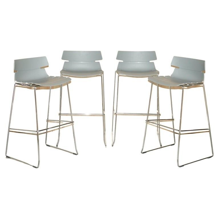 Four Grey Whiteleaf Furniture Ltd Designer Stacking Bar Stools Part Of A Suite