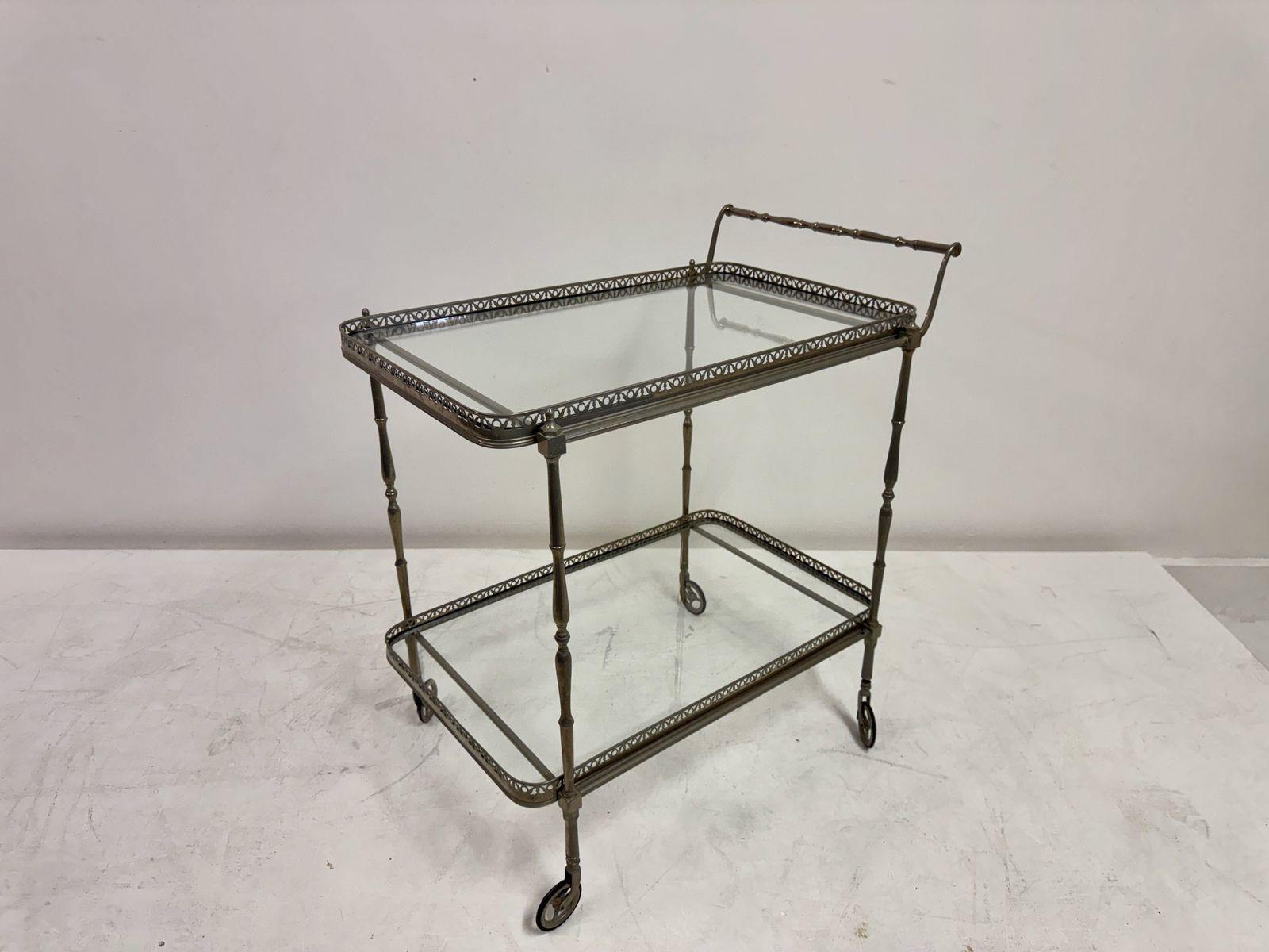 French Silvered Drinks Trolley, 1960s photo buy