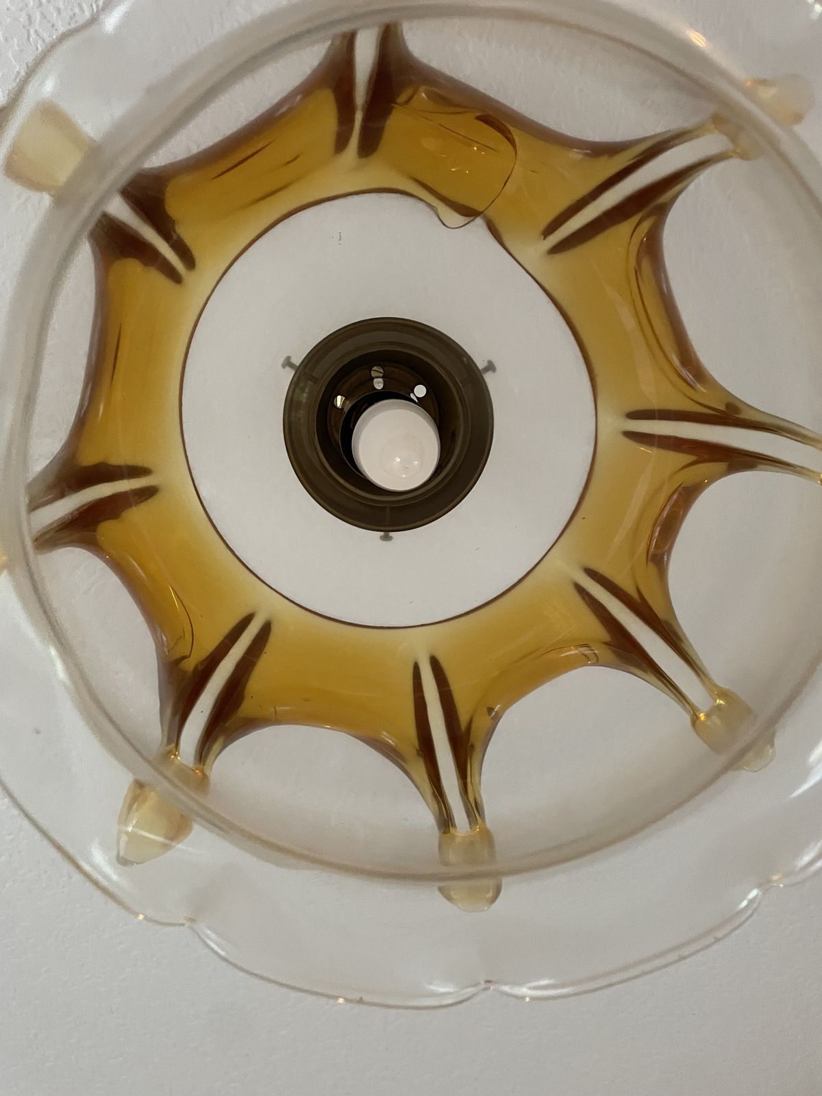 Murano Glass Vintage Ceiling Light Shades And Brass Ceiling Fittings (X2) photo vinterior