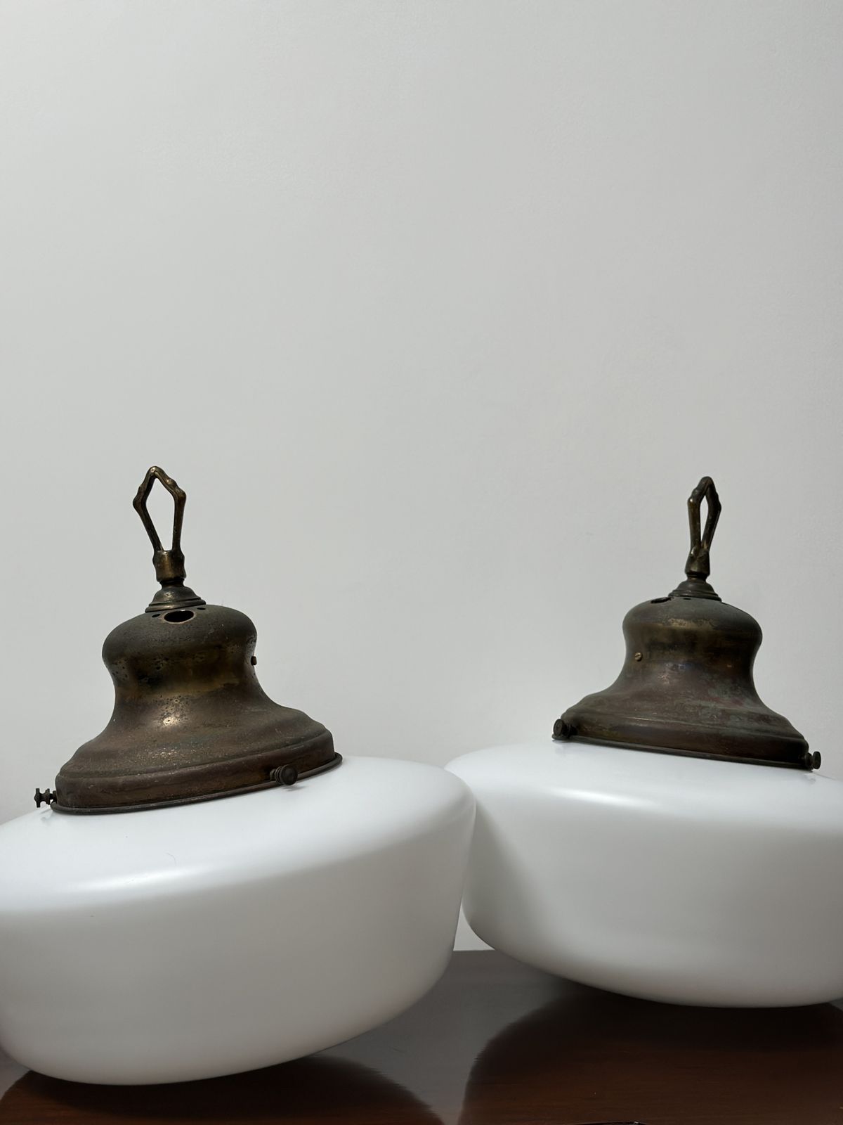 Lighting Set Run Xl Antique Church Opaline Milk White Glass Brass Ceiling Pendant Light Lamp photo