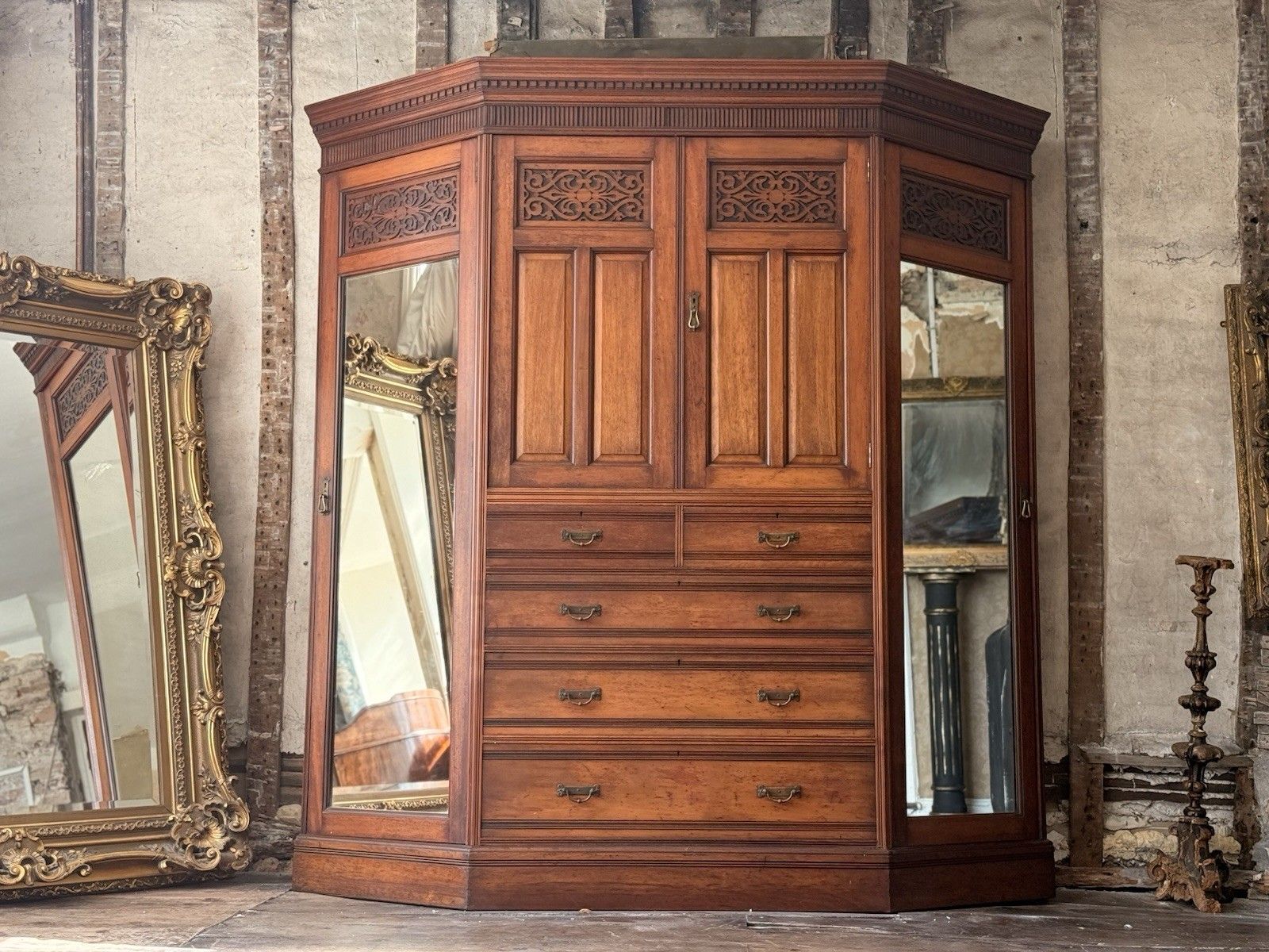 Magnificent Original Rare English Stamped Gillows Of Lancaster Wardrobe C 1880 photo 3995.0