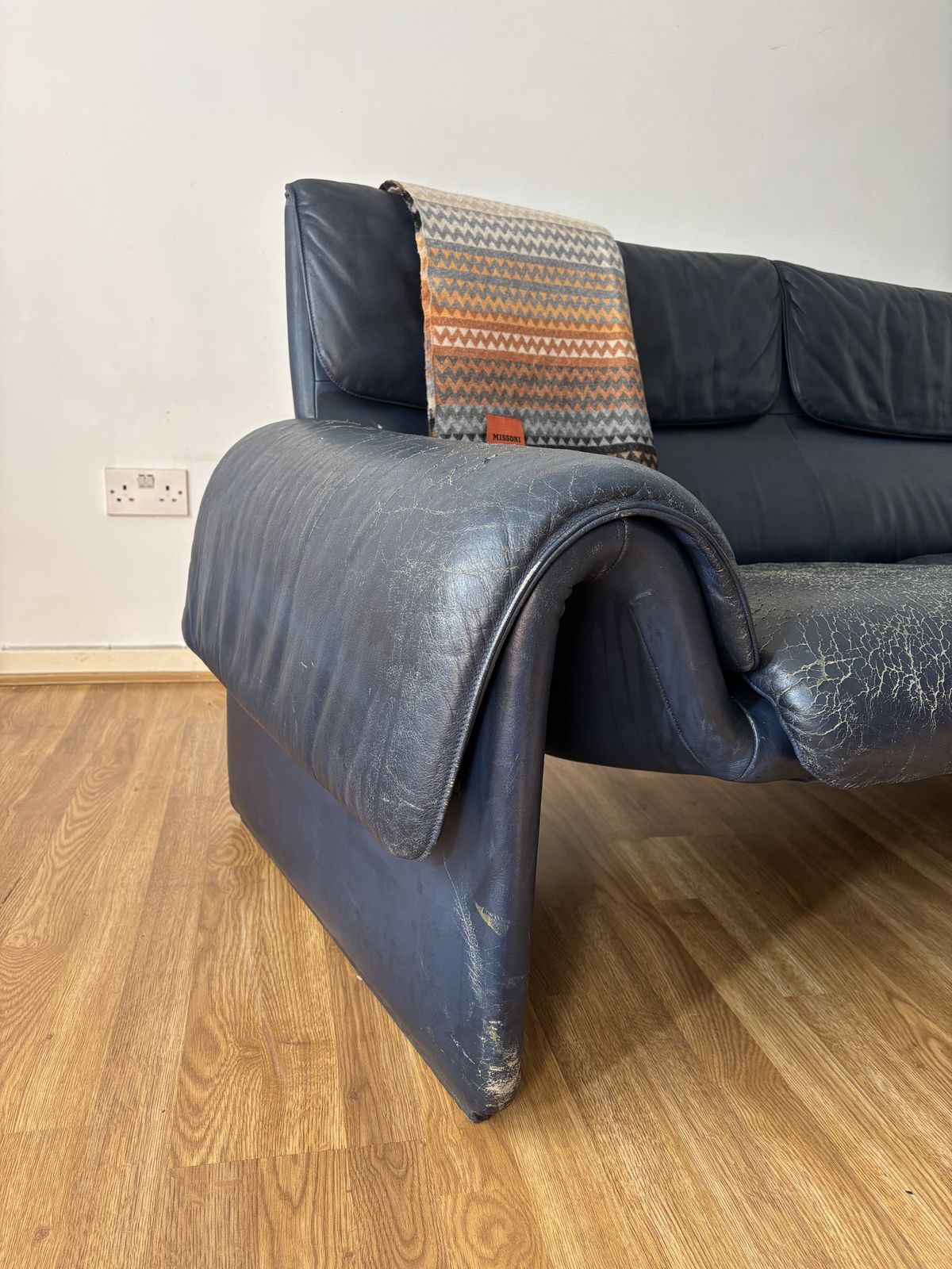 Vintage 1980s 1983 De Sede Ds 2011 2 Seater Luxury Blue Leather Sofa Couch photo 1500.0