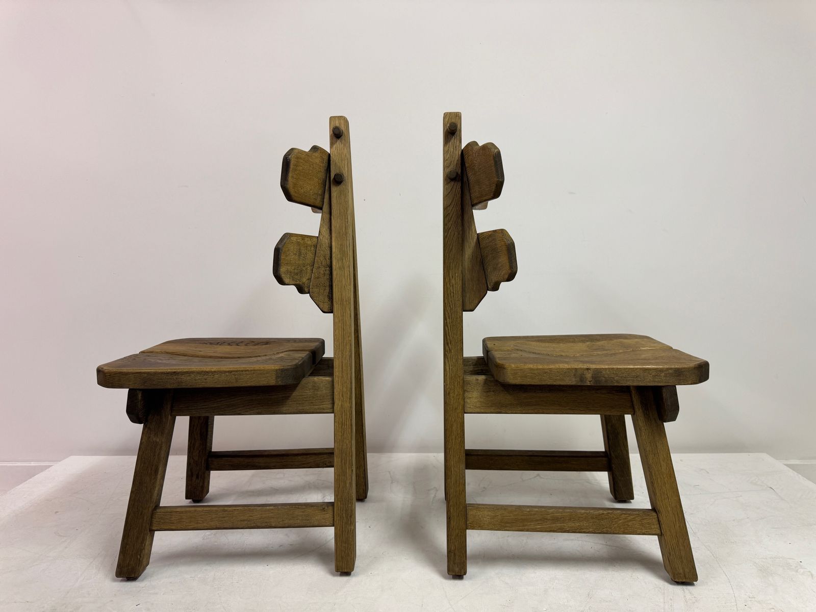 photo buy Set Of Six Brutalist Dining Chairs In Oak, Low Countries, 1960s